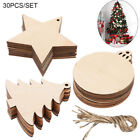 30pcs Diy Wooden Discs Wood Slices Crafts Christmas Tree Ornaments Hanging Decor