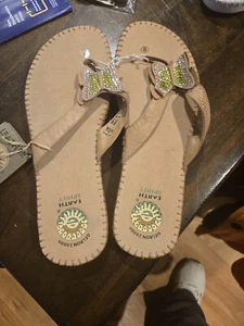 Earth Spirit Thong Butterfly Sandals Flats Leather Gelron 2000 Womens Sz. 8 - Picture 1 of 5