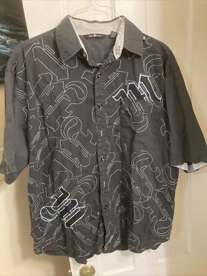 Makaveli Branded Men's Size XL Black Short Sleeve Button Down Shirt - Image 1 of 4