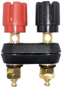 Dual Binding Post with 4mm Banana Plug Jacks, 2-Way Black and Red Terminals - Picture 1 of 6