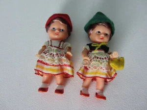Antique Mini Dolls Hansel & Gretel Boy & Girl flexible rubber East Germany - Picture 1 of 2