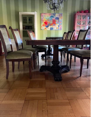 Sillas de comedor Henredon de terciopelo salvia 8 Foto 1 de 2