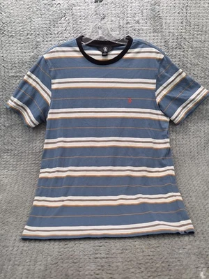 Volcom Mens Medium Striped T-Shirt Blue Multicolor Casual Skate Surf Tee - Image 1 of 4