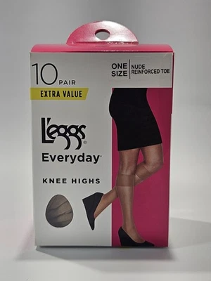 Hasta la rodilla L'eggs Everyday talla única punta reforzada DESNUDA 10 pares 43592 Foto 1 de 3