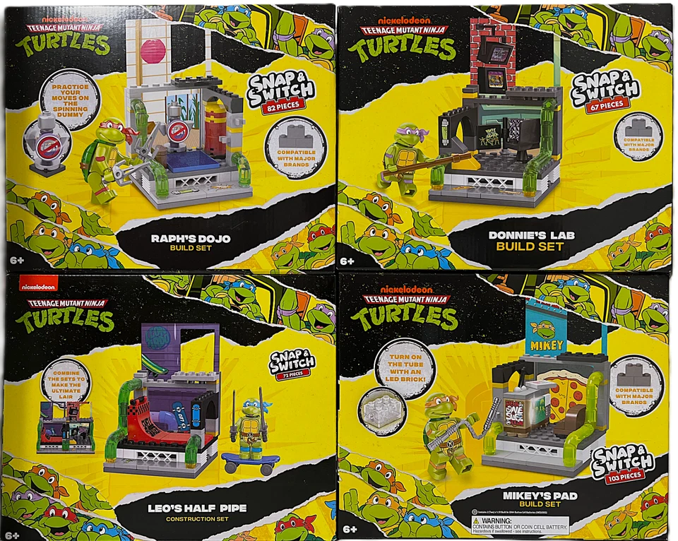 Lote de 4 juegos de construcción Teenage Mutant Ninja Turtles: Snap & Switch NUEVO Foto 1 de 2
