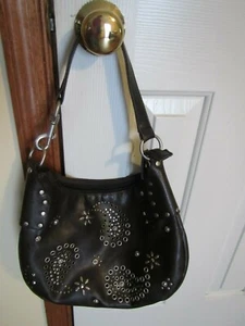 DUNKELBRAUNE LEDEROPTIK Stoff Handtasche/SCHULTERTASCHE GEBRAUCHT ca. 8 1/2"Hx12 1/2"B - Bild 1 von 6