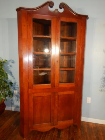 Antique Cherry Corner Cabinet 1850-1890's with Key Cover