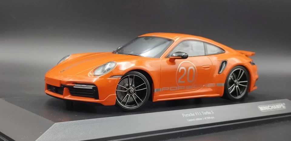 155069171 Porsche 911 992 Turbo S China 20th Anniversary Orange Minichamps 1/18
