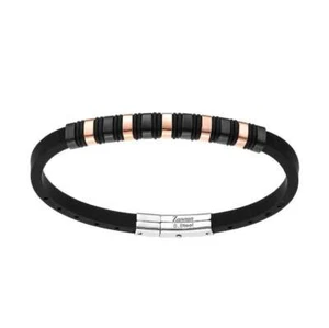 Bracciale uomo Zancan gomma nera e Pvd nero e oro rosa UHB035 - Foto 1 di 2