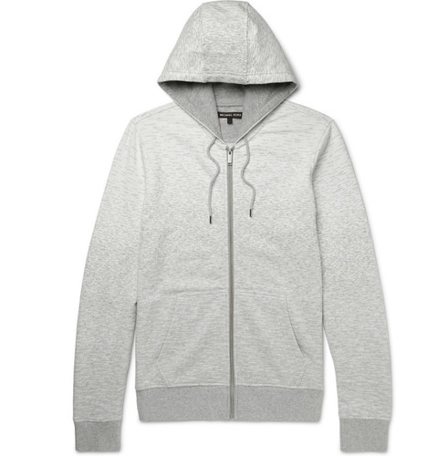 GIACCA CON CAPPUCCIO UOMO MICHAEL KORS GRIGIA DGRAD LOOPBACK COTONE JERCEY CERNIERA XXXL