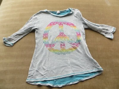 Circo Talla L 10/12 Niñas Gráfico Signo de la Paz Gris Turquesa Azul Rosa Amarillo  Foto 1 de 4