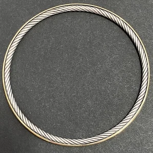 David Yurman 2-Tone Inside Out Bracelet 18K Gold DY 750 925 Silver Wheat Bangle - Picture 1 of 6