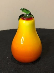 Murano Stil Cadmium Glas gelb / orange Birne Obst mundgeblasen Kunst Dekor - Bild 1 von 8
