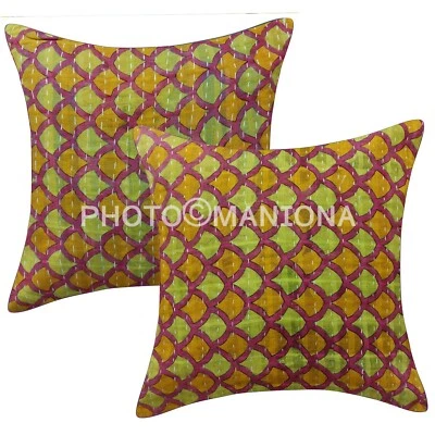 Vintage Kantha Cushion, Sofa Chair Cushion, Vintage Kantha Shams Indian Kantha - Image 1 of 4