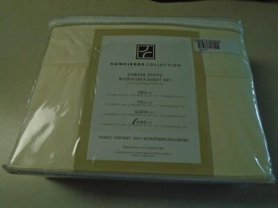 Juego de sábanas de microfibra a rayas damasco King Concierge Collection ¿Marfil/Crema?  Nuevo en paquete Foto 1 de 4