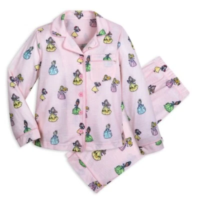 New Disney store Princess Pajama Set Girls Tiana, Snow White, Belle, Rapunzel - Image 1 of 4