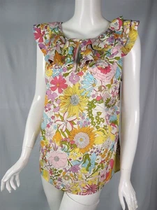 LIBERTY LONDON x TARGET Colorful Floral Print Ruffled Neck Tank sz XL - Picture 1 of 3