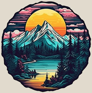 Mountain Lake Forest Sticker Cup Laptop Car Vehicle Window Bumper Vinyl Decal - Picture 1 of 10