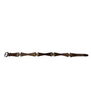 Beautiful Pisa Designer Vintage Leather Belt Brown Gold Brass Hardware 26 605 - Picture 1 of 6