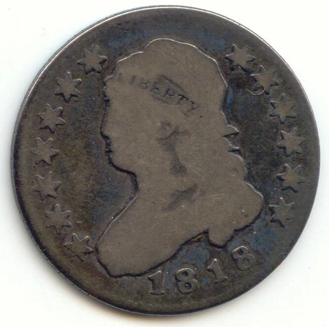 1818 Capped Bust Quarter, Original VG Cover