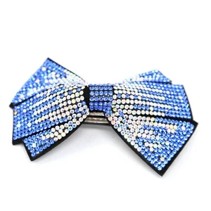 Sparkly Felt Back Pave Bow Rhinestone Crystal wedding Hair Clip Pin Barrette - Picture 1 of 3