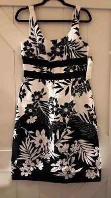 NWT Donna Ricco New York Black White Floral Pattern Sleeveless Dress Sz 12 - Image 1 of 4