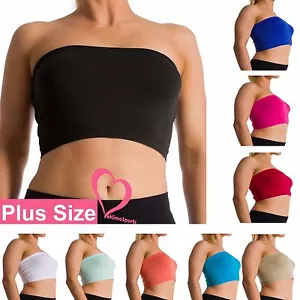 Plus Size Seamless Strapless Bandeau Bra Tube Top Sports Bra Yoga XL 1X 2X 3X 4X - Picture 1 of 32