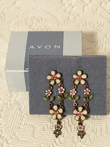 Avon Fashion Flower Swag Earrings Pierced Jewelry 2001 tblaw1 - Picture 1 of 12