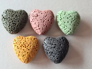 3 Lava Herz Perlen Anhänger 20 mm Farbwahl Auswahl 1819 - Bild 1 von 14