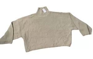 NWT Medium 8-10 oversized Topshop Knitted Rib Detail Crew Relaxed Sweater cream - Picture 1 of 7
