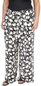 Michael Kors Women's Plus Size Floral Belted Pants, Black/White, 20W - Picture 1 of 3