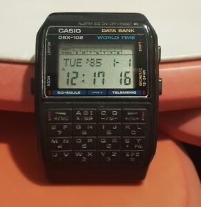 Vintage Casio World Time DBX-102 LCD Calculator watch Data Bank