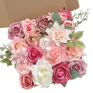 DIY Wedding Artificial Flower Box Set Pink Roses Table Centerpiece Party - Picture 1 of 7