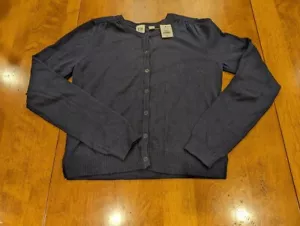 NWT GAP Girls Kids Size 12 XL Blue Black Button Down Cardigan Cotton Sweater NEW - Picture 1 of 6
