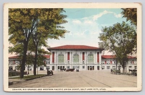 Postkarte UT Salt Lake City Denver, Rio Grande und Western Pacific Union Depot - Bild 1 von 2