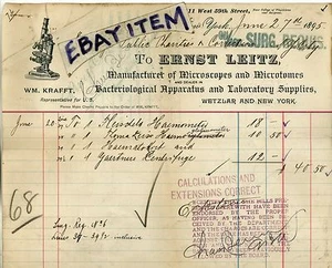 1895 Wetzlar Alemania ERNST LEITZ Microscopio Microtomo NUEVA YORK William Krafft Sujetador - Imagen 1 de 1