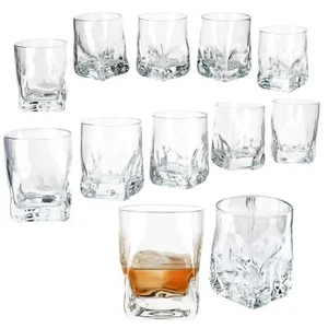 12x Frosty Whisky-Gläser 250ml Tumbler D.O.F. Glas Scotch dicker Boden Relief - Bild 1 von 6