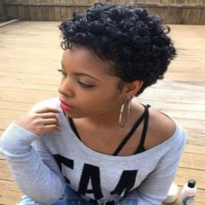 Parrucca capelli corta afro ricci parrucche per donna nera capelli vergini brasiliani# - Foto 1 di 8