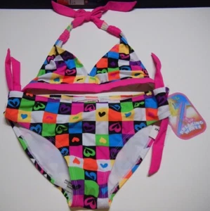 NWT Breaking Waves Girl's 2 piece bathing sz 16 colorful hearts - Picture 1 of 2