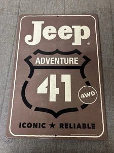 Jeep Adventure 41 4WD Iconic Reliable Brown Tin Sign Man Cave Garage 9”x13” - Picture 1 of 2