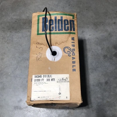 CABLE CCTV BELDEN COAXIAL BAJO CARRETE 1000' RG59 20AWG SÓLIDO BC, NEGRO PVC 543945 Foto 1 de 4