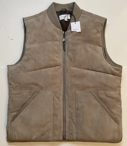 NWT REISS Cobar -LS Suede Zip Front Taupe Vest Size XL - Picture 1 of 12
