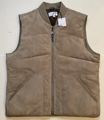 NWT REISS Cobar -LS Suede Zip Front Taupe Vest Size XL - Image 1 of 4