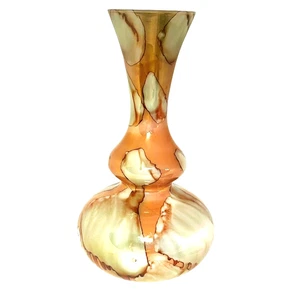 Vintage Italian Opaline Glass Vase Brown Orange Green White Round 28cm x 15cm - Picture 1 of 6