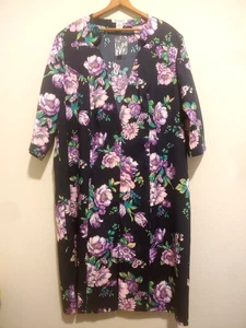 NWOT Roaman's Duster Cardigan Long Open Front Black Floral 3/4 Sleeve Size 22W - Picture 1 of 10