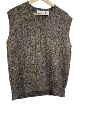 Vintage Brian MacNeil Sweater Vest Mens Medium Brown V Neck Donegal Wool Blend - Image 1 of 4