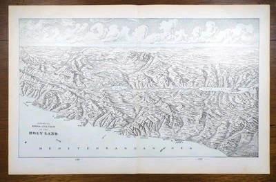 Vintage 1901 HOLY LAND Map 22"x14" Old Antique Original BETHLEHEM JERUSALEM  - Image 1 of 4