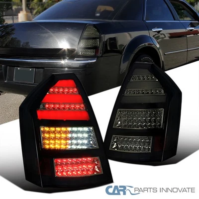 Fit 05-07 Chrysler 300C Glossy Black LED Tail Lights Brake Lamps 2PC Replacement — 第 1/4 张图片