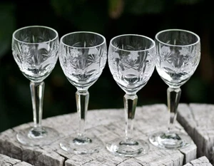 VINTAGE Lyngby Heidelberg Crystal Cordial Glasses Set of 4 1960's RARE FIND! - Picture 1 of 5