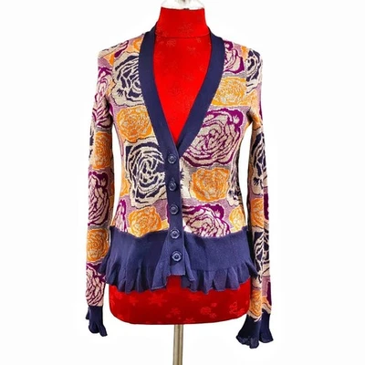 Сон на снегу академический кардиган свитер фиолетовый оранжевый желтовато-коричневый оборки богемное прихоть - Изображение 1 из 4